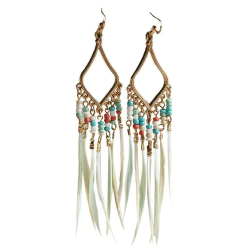 Load image into Gallery viewer, Tassels Feather Earrings
