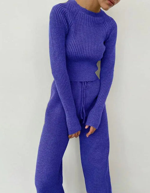 Load image into Gallery viewer, Knitted Wide-leg Pants and Top Set
