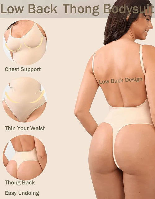 Load image into Gallery viewer, Womens Backless Bodysuits Shapewear Thong Seamless Tummy Control Butt Lifter Body Shaper Corset Slimming Camisole Tops
