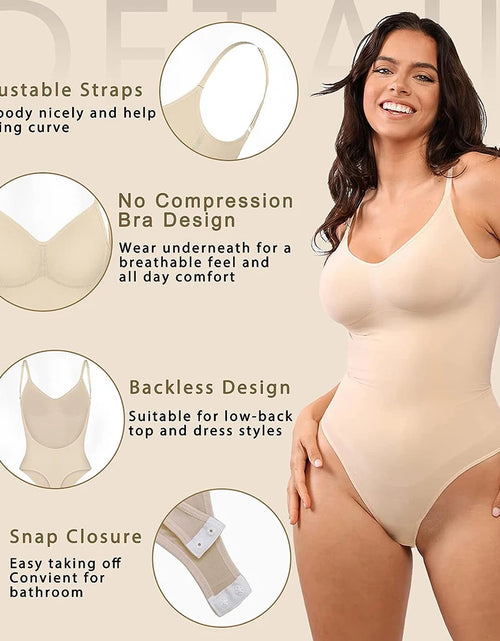 Load image into Gallery viewer, Womens Backless Bodysuits Shapewear Thong Seamless Tummy Control Butt Lifter Body Shaper Corset Slimming Camisole Tops
